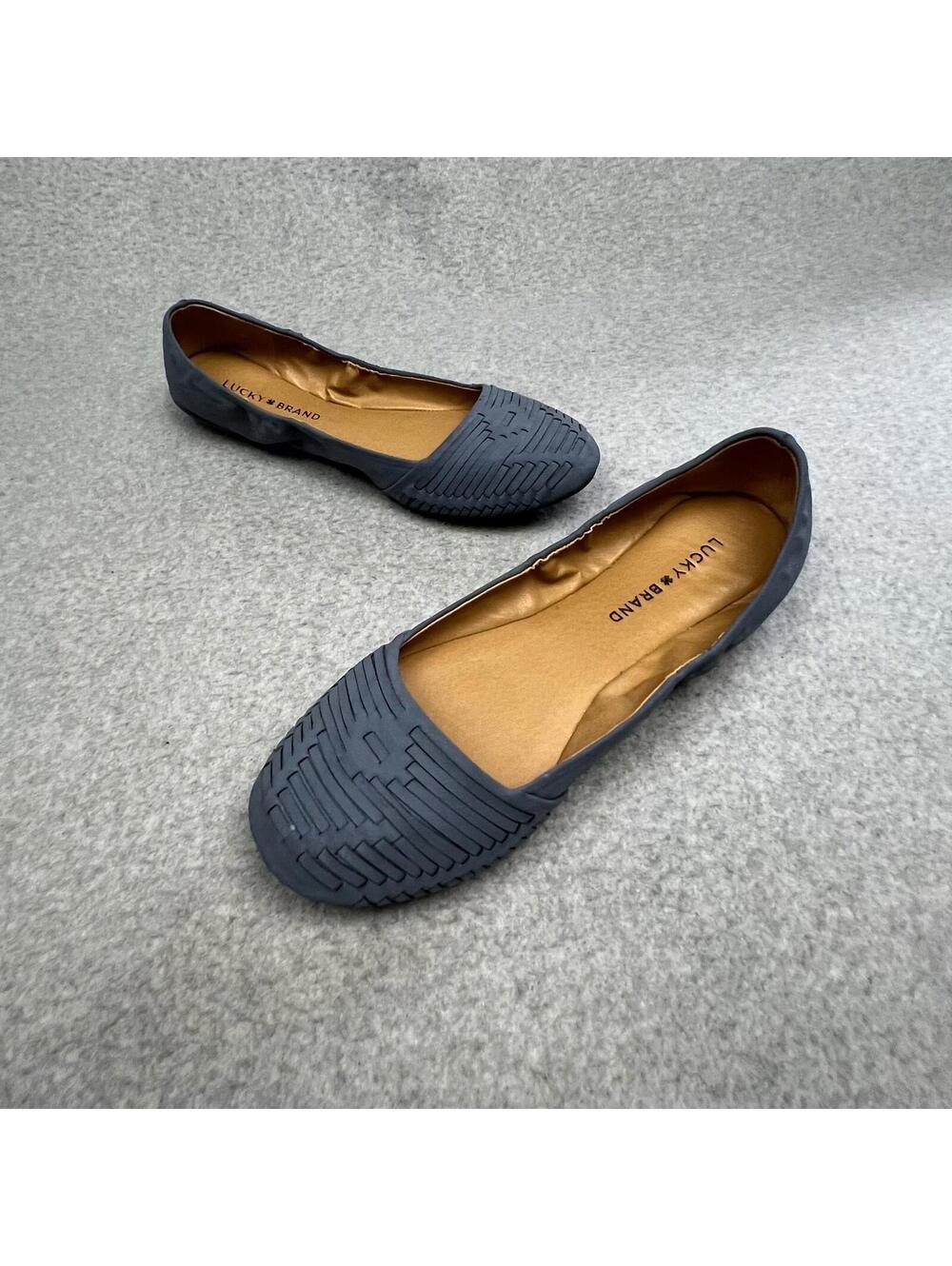 Lucky Brand Ballet Flats Woven Slip On Sz 8.5 Faux Leather Boho Chic Minimalist - Picture 3 of 8